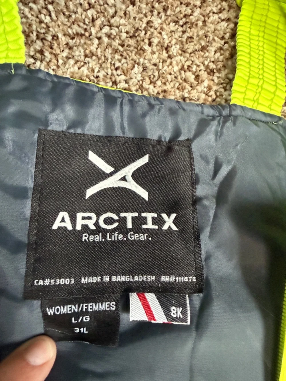 Arctix Neon Yellow High-Visibility Snow Bib Overalls with Gray Reinforcement - Picture 3 of 4